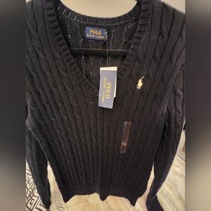 Polo Ralph Lauren Black Cable Knit Sweater NWT size Large